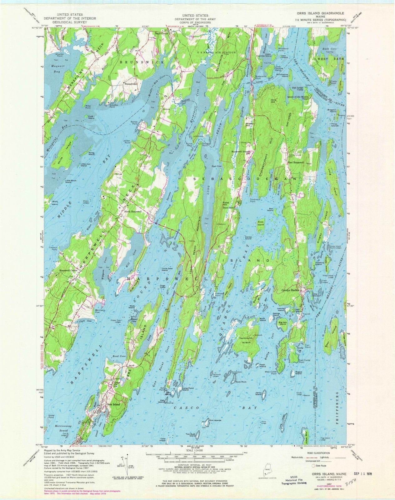 1957 Orrs Island, ME - Maine - USGS Topographic Map