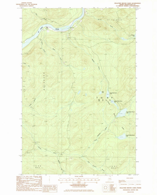 1985 Pelletier Brook Lakes, ME - Maine - USGS Topographic Map