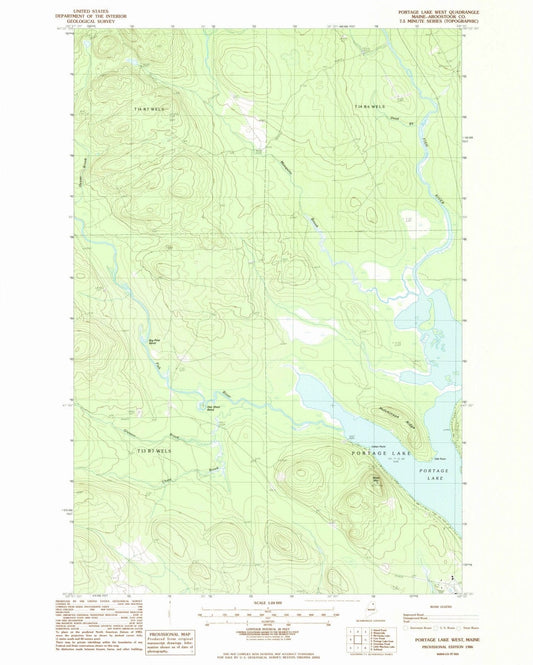 1986 Portage Lake West, ME - Maine - USGS Topographic Map