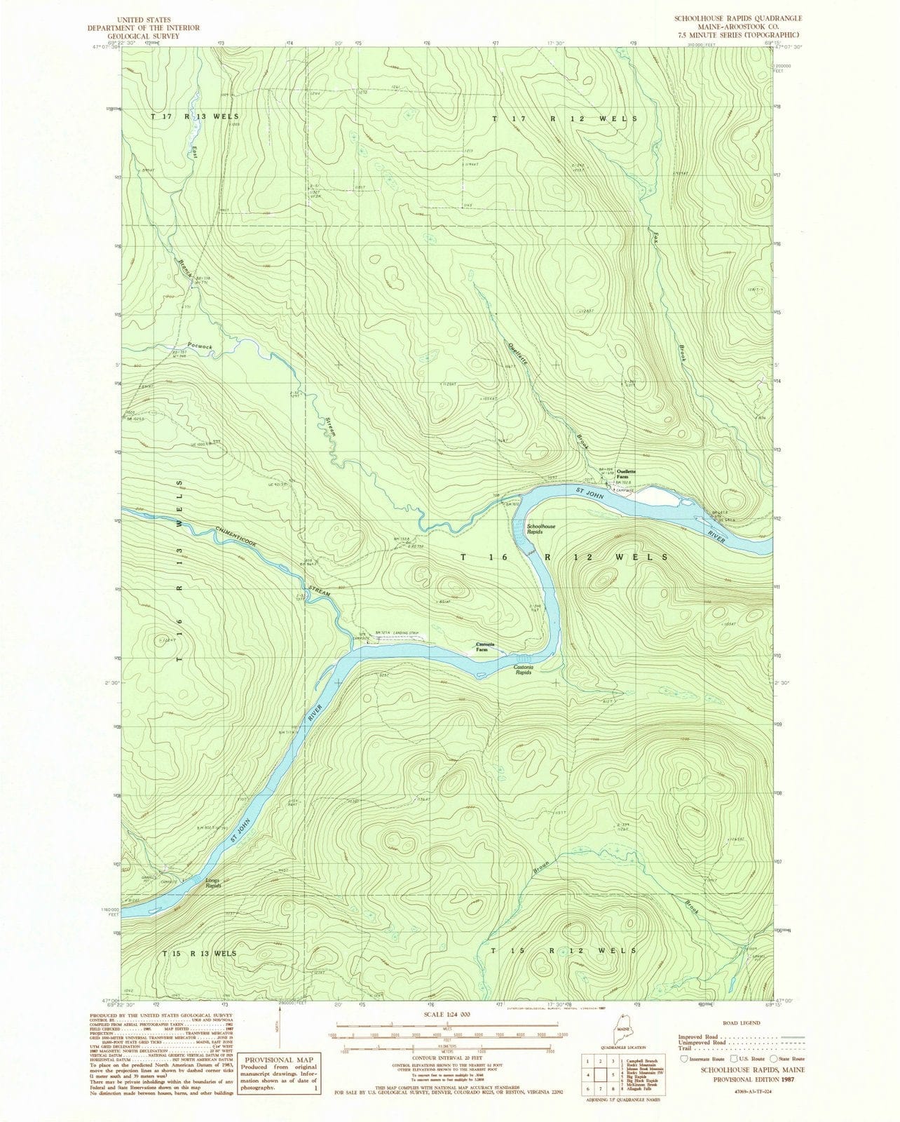 1987 Schoolhouse Rapids, ME - Maine - USGS Topographic Map