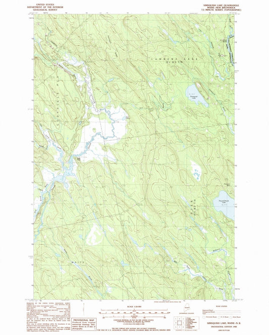 1988 Simsquish Lake, ME - Maine - USGS Topographic Map