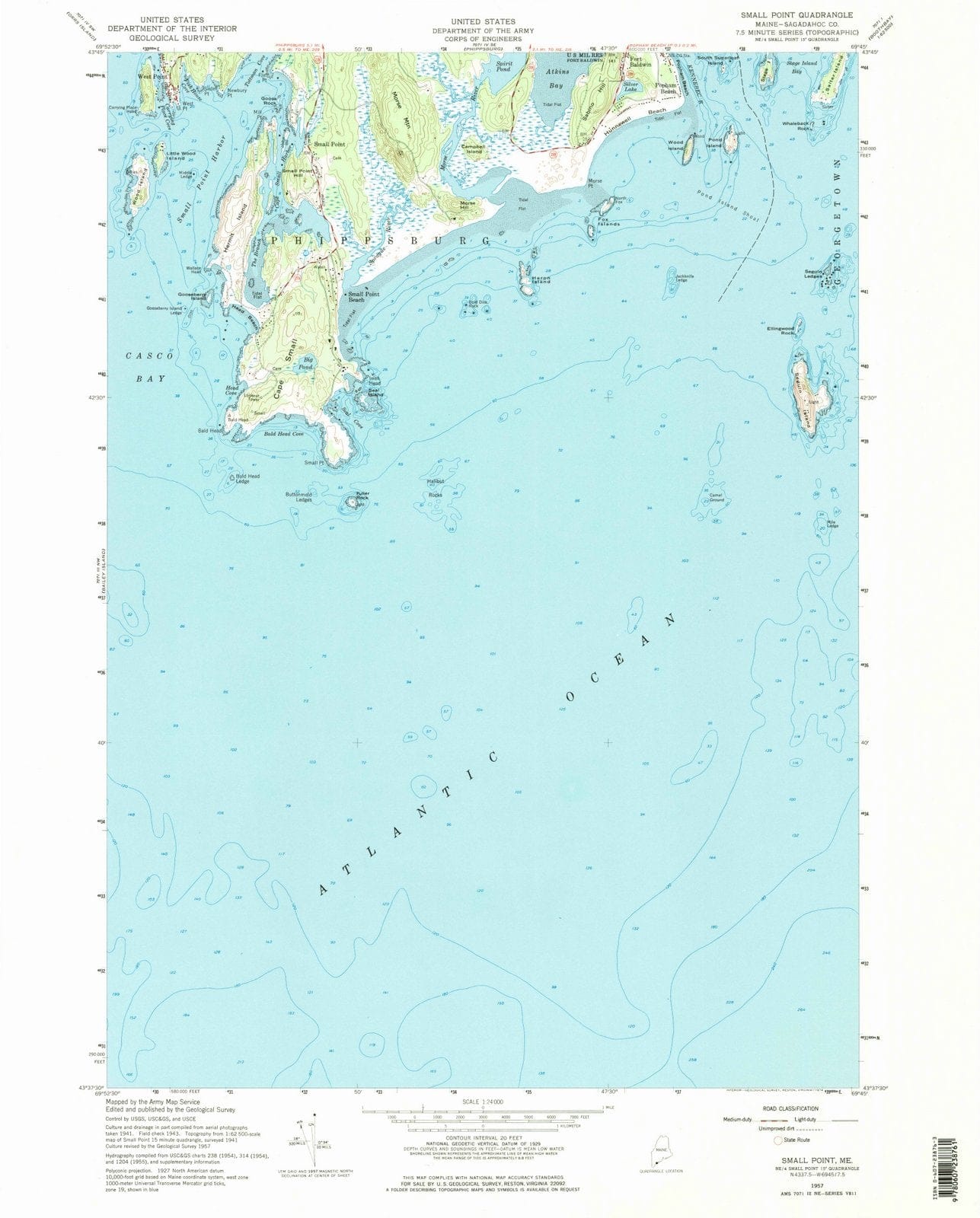 1957 Small Point, ME - Maine - USGS Topographic Map