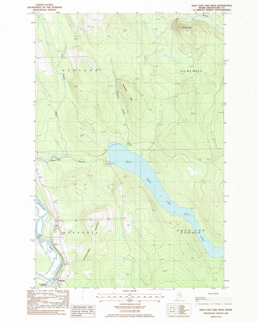 1986 Squa Pan Lake West, ME - Maine - USGS Topographic Map