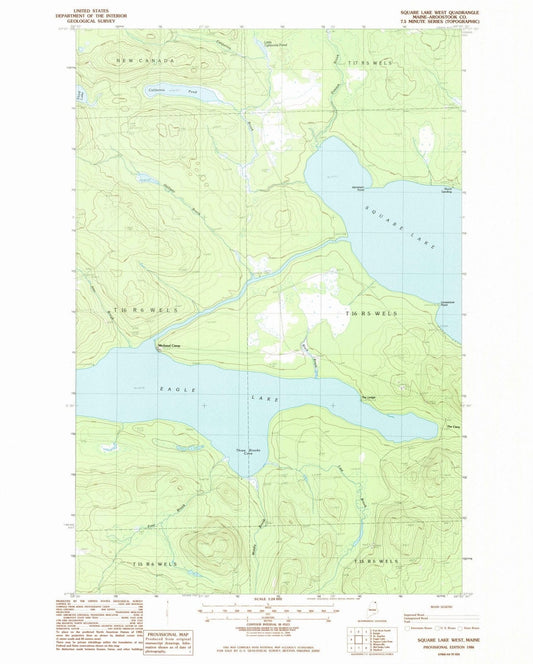 1986 Square Lake West, ME - Maine - USGS Topographic Map