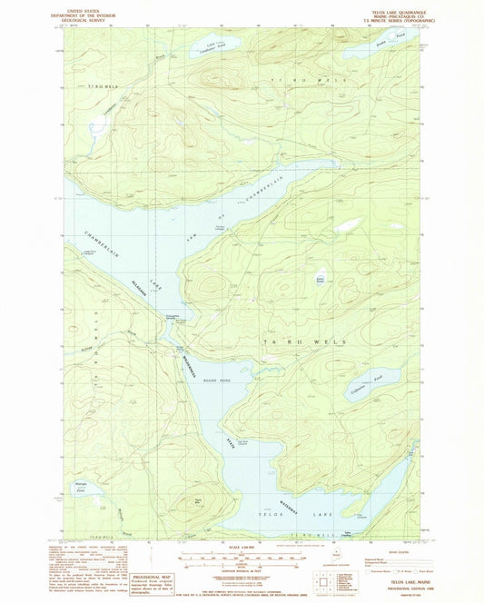 1988 Telos Lake, ME - Maine - USGS Topographic Map