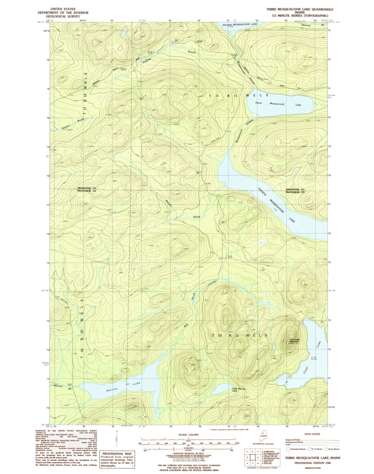 1986 Third Musquacook Lake, ME - Maine - USGS Topographic Map