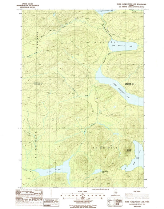 1986 Third Musquacook Lake, ME - Maine - USGS Topographic Map