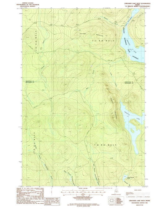 1986 Umsaskis Lake West, ME - Maine - USGS Topographic Map
