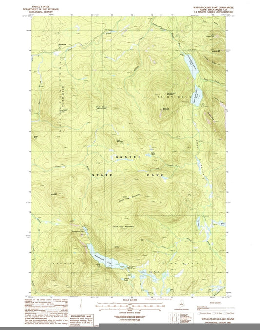 1988 Wassataquoik Lake, ME - Maine - USGS Topographic Map