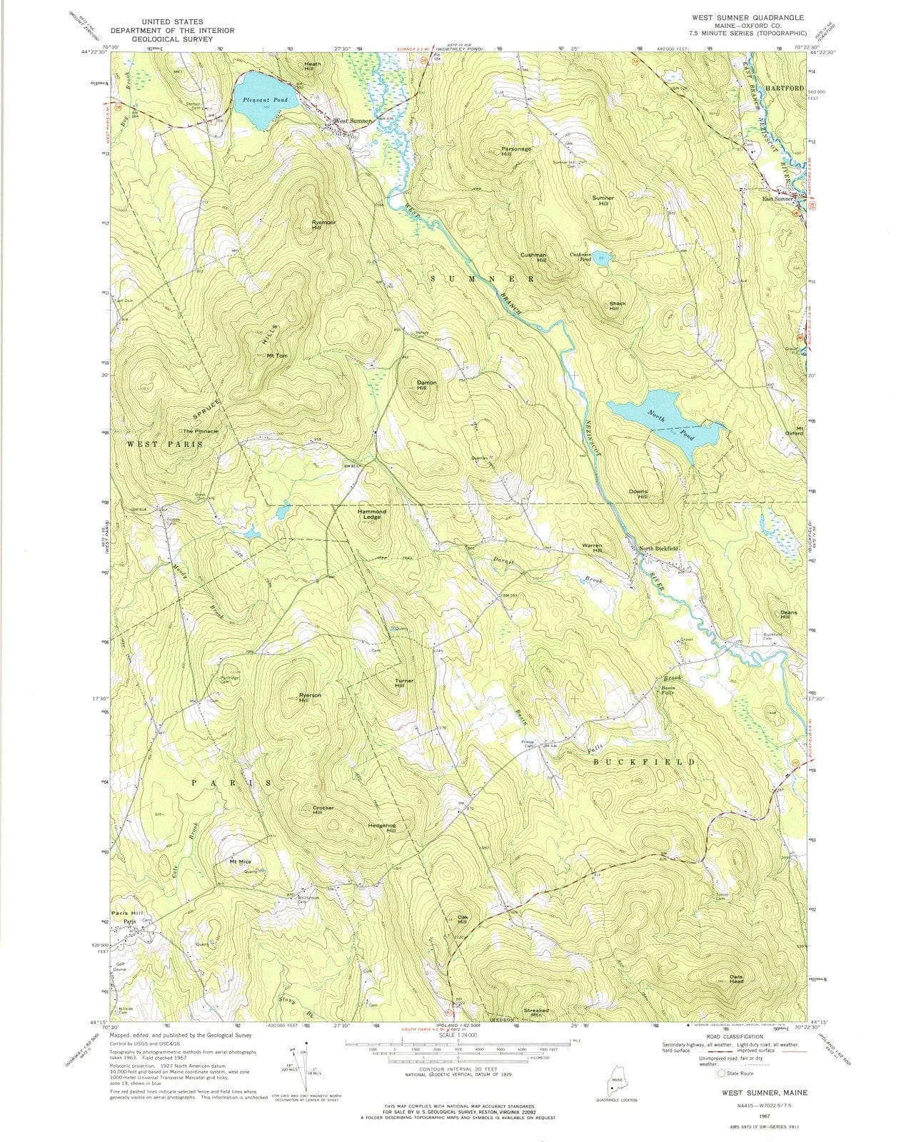 1967 West Sumner, ME - Maine - USGS Topographic Map