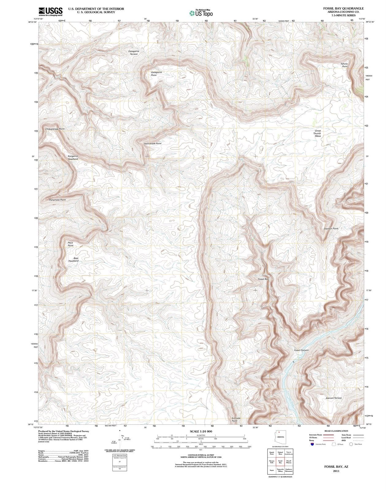 2011 Fossil Bay, AZ - Arizona - USGS Topographic Map