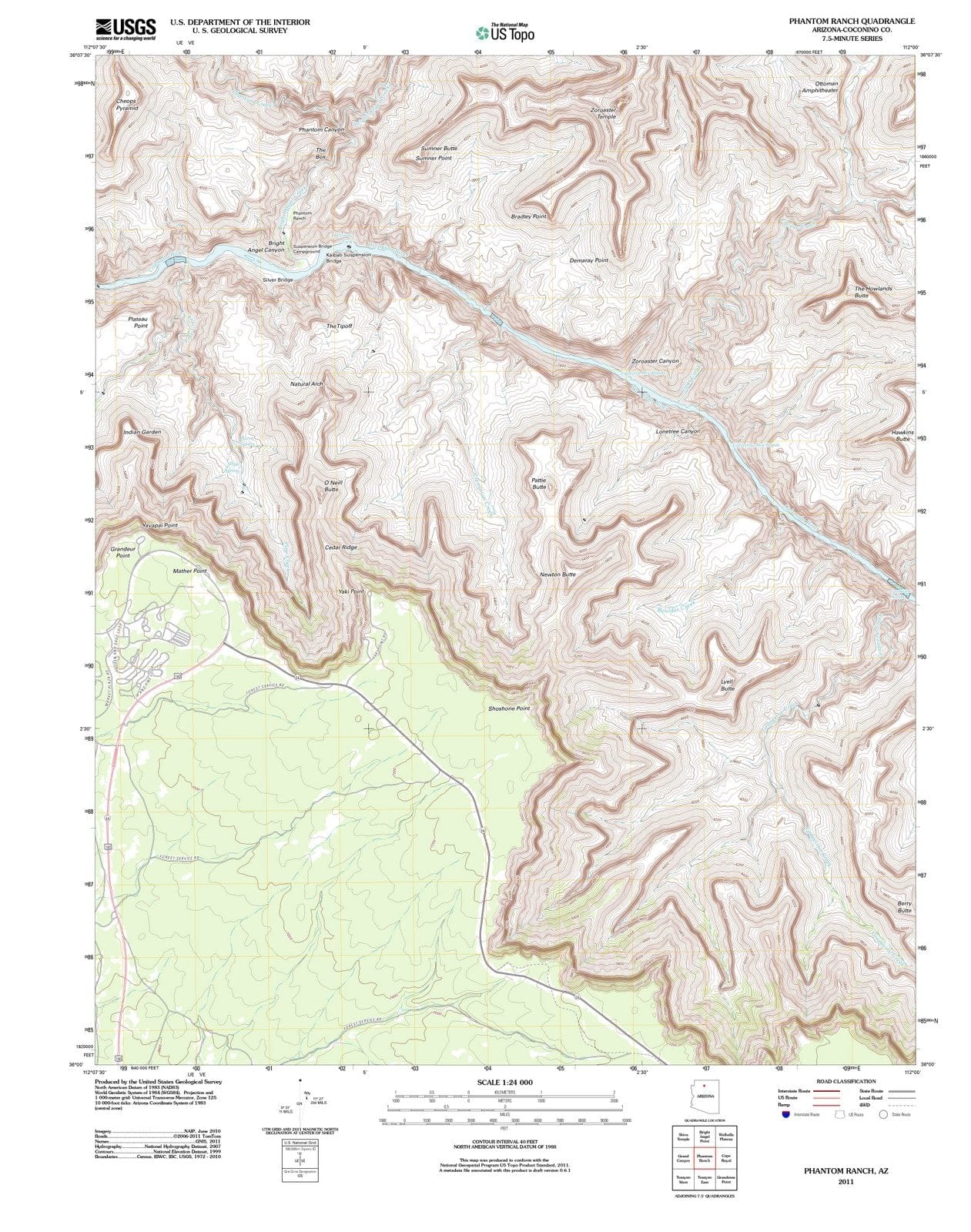 2011 Phantom Ranch, AZ - Arizona - USGS Topographic Map