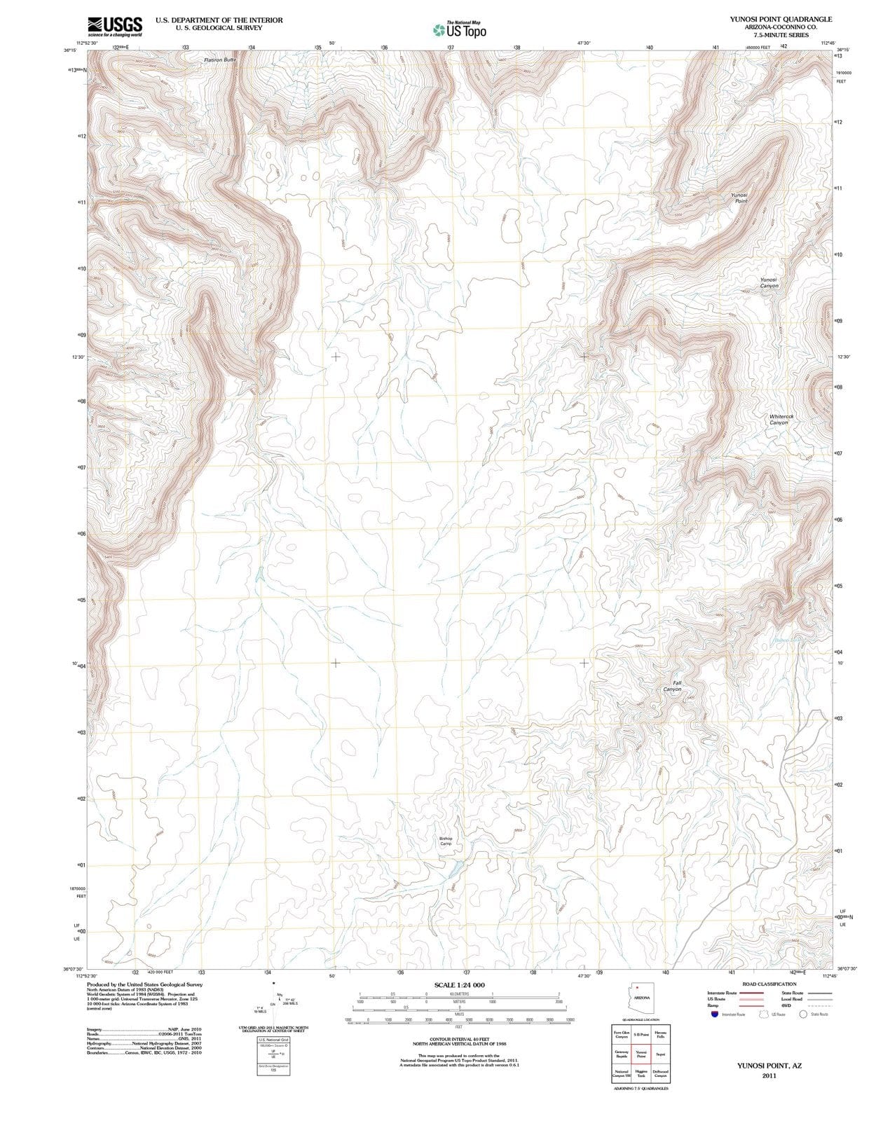 2011 Yunosi Point, AZ - Arizona - USGS Topographic Map
