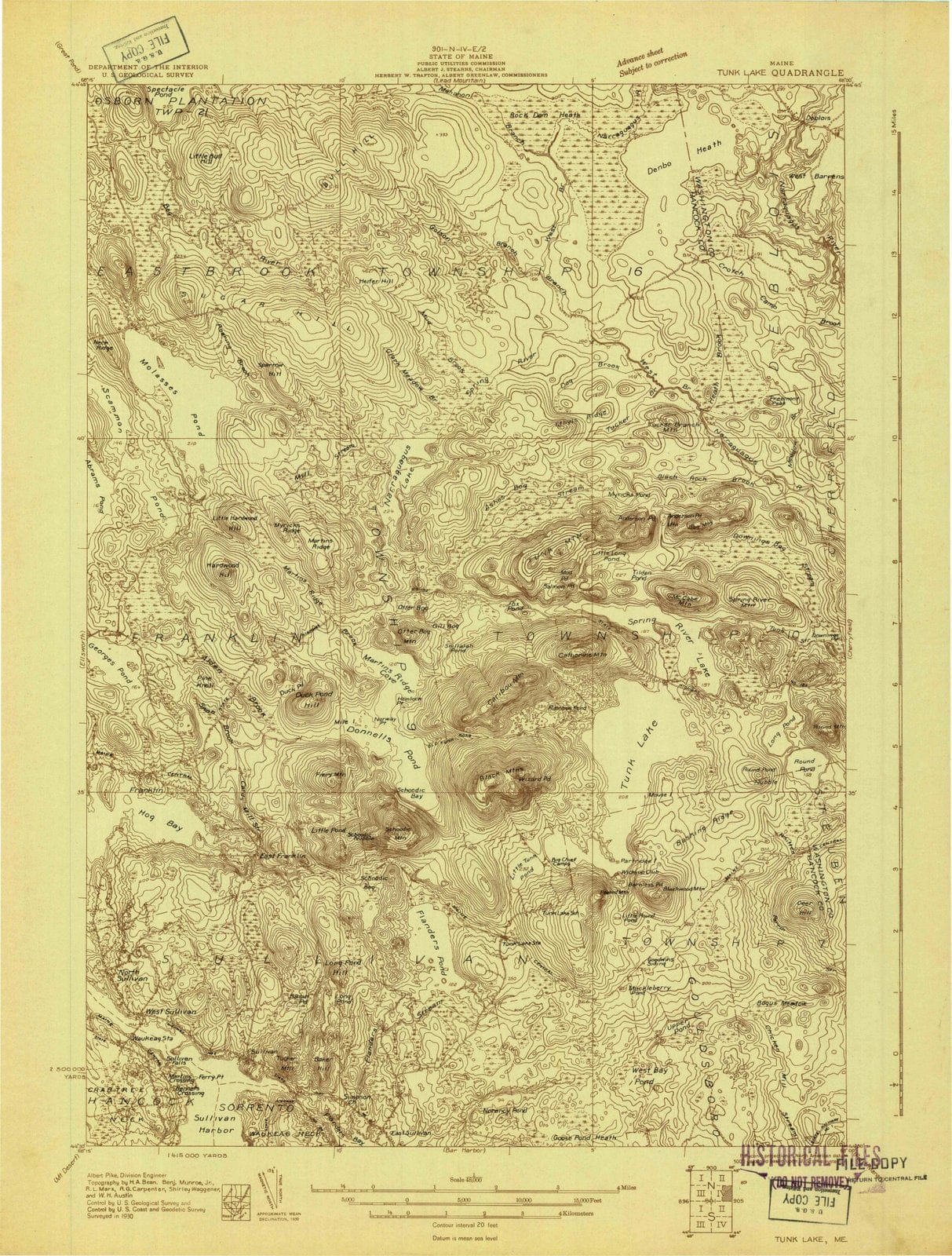 1930 Tunk Lake, ME - Maine - USGS Topographic Map