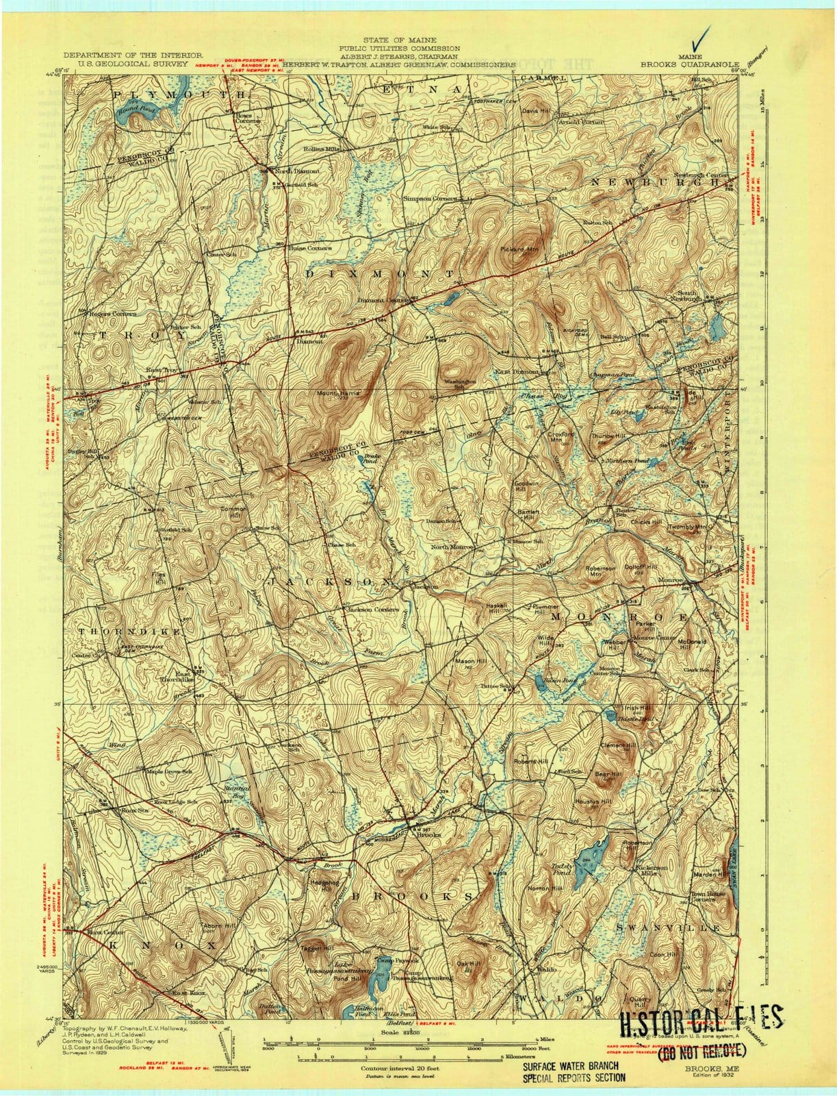 1932 Brooks, ME - Maine - USGS Topographic Map