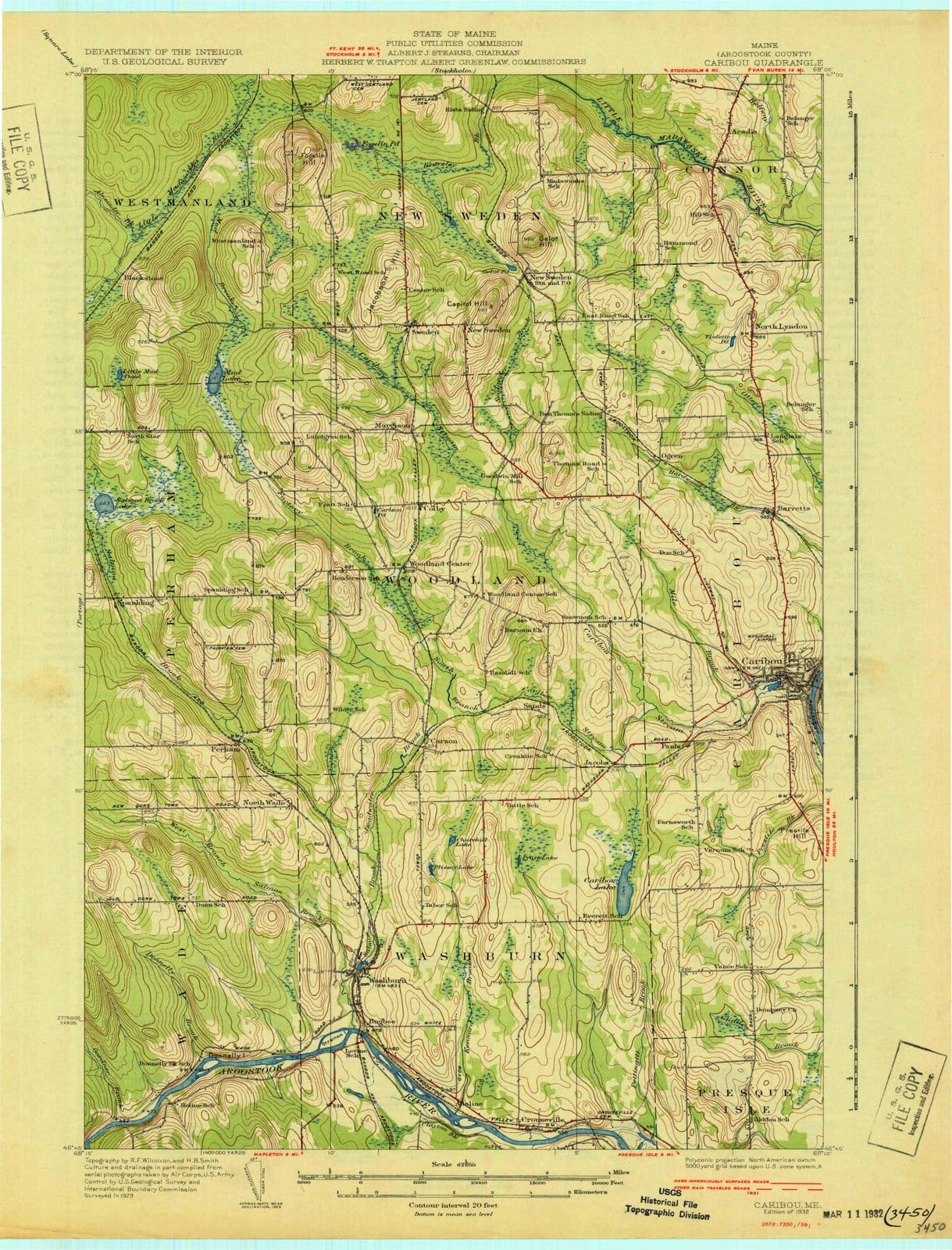 1932 Caribou, ME - Maine - USGS Topographic Map
