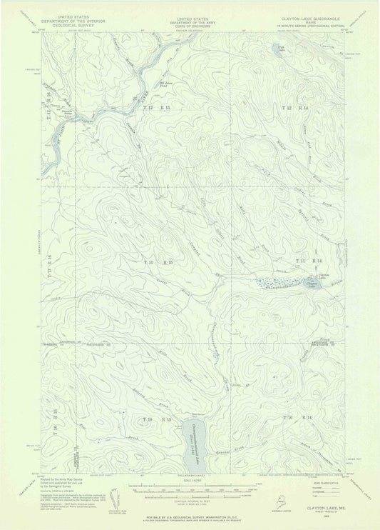 1955 Clayton Lake, ME - Maine - USGS Topographic Map