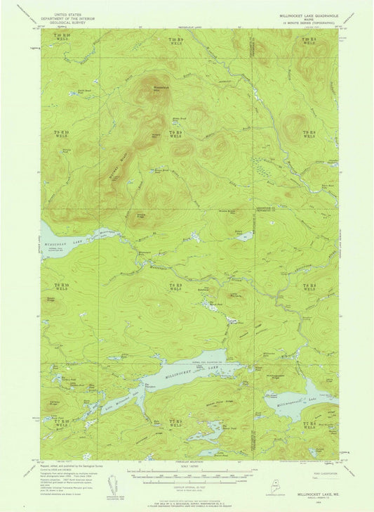 1954 Millinocket Lake, ME - Maine - USGS Topographic Map