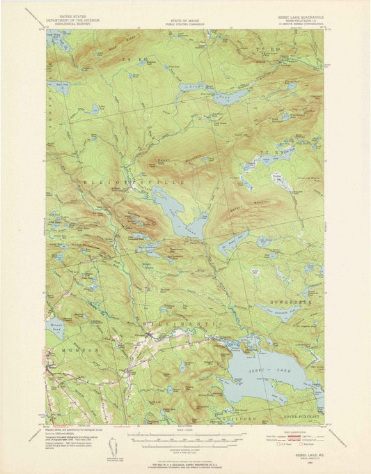 1950 Sebec Lake, ME - Maine - USGS Topographic Map
