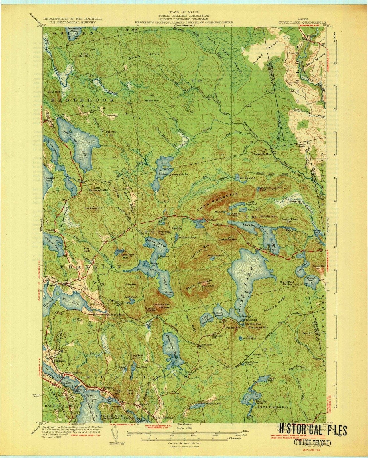 1932 Tunk Lake, ME - Maine - USGS Topographic Map