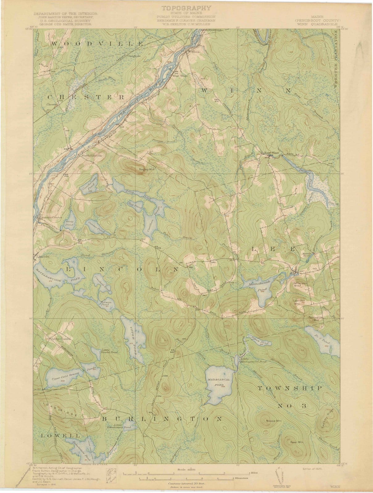 1920 Winn, ME - Maine - USGS Topographic Map