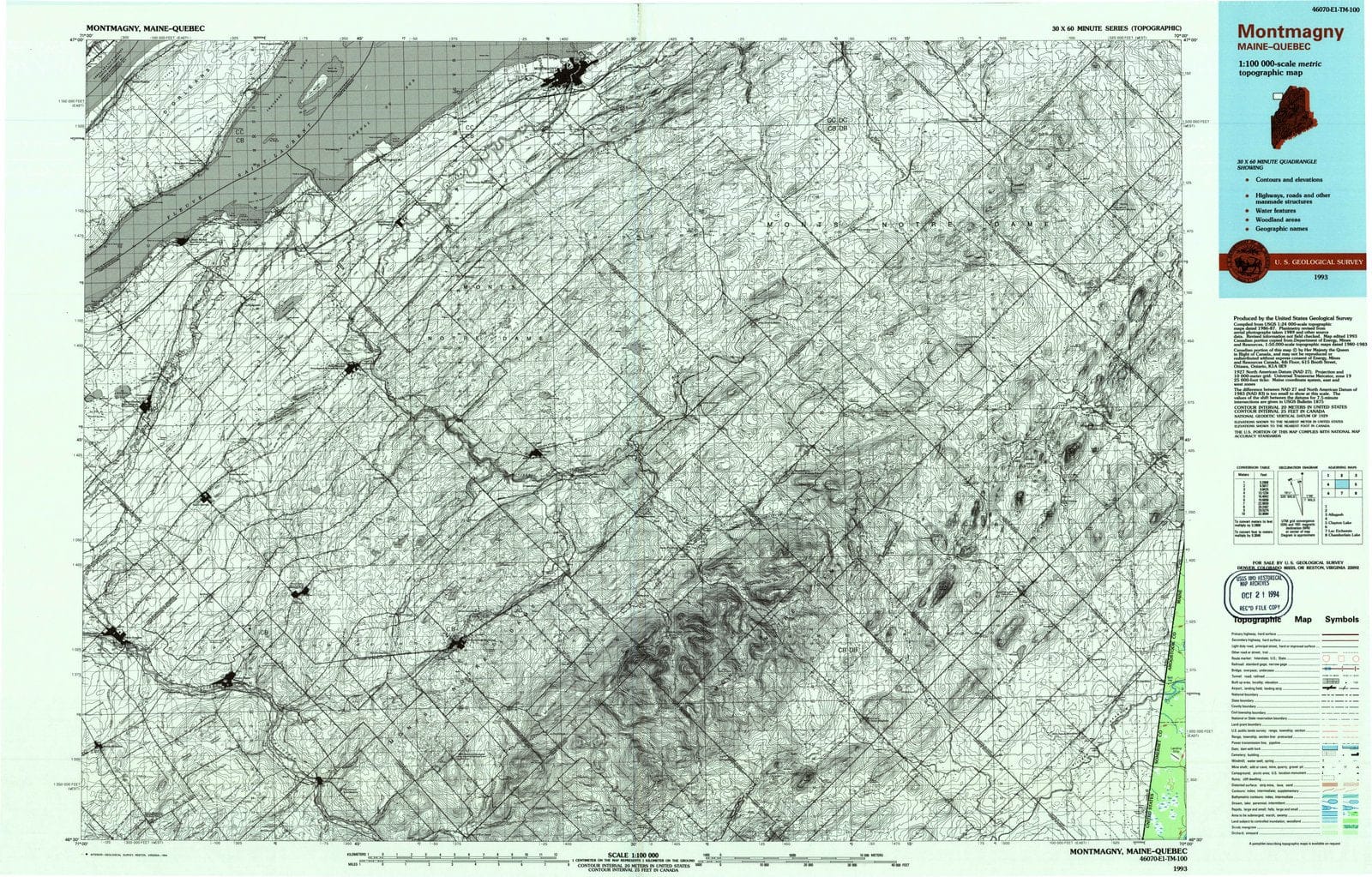 1993 Montmagny, ME - Maine - USGS Topographic Map