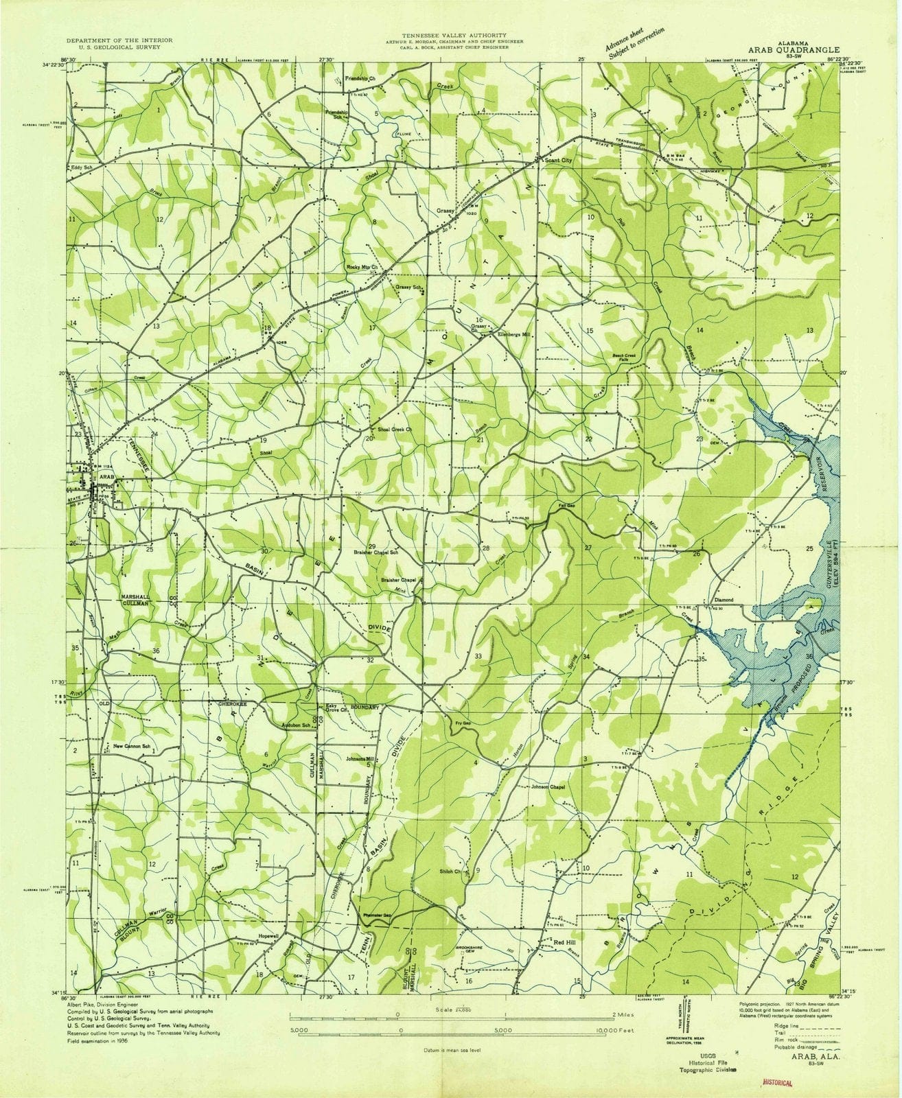 1936 Arab, AL - Alabama - USGS Topographic Map