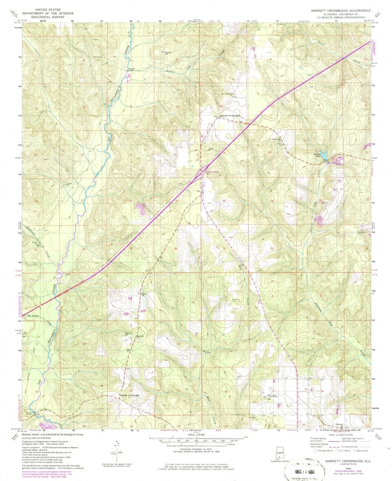 1960 Barnett Crossroads, AL - Alabama - USGS Topographic Map