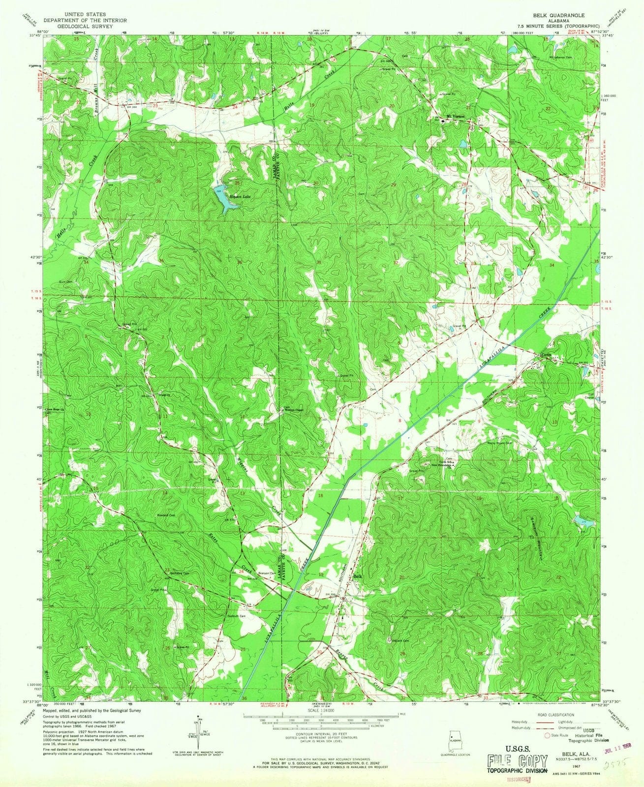 1967 Belk, AL - Alabama - USGS Topographic Map