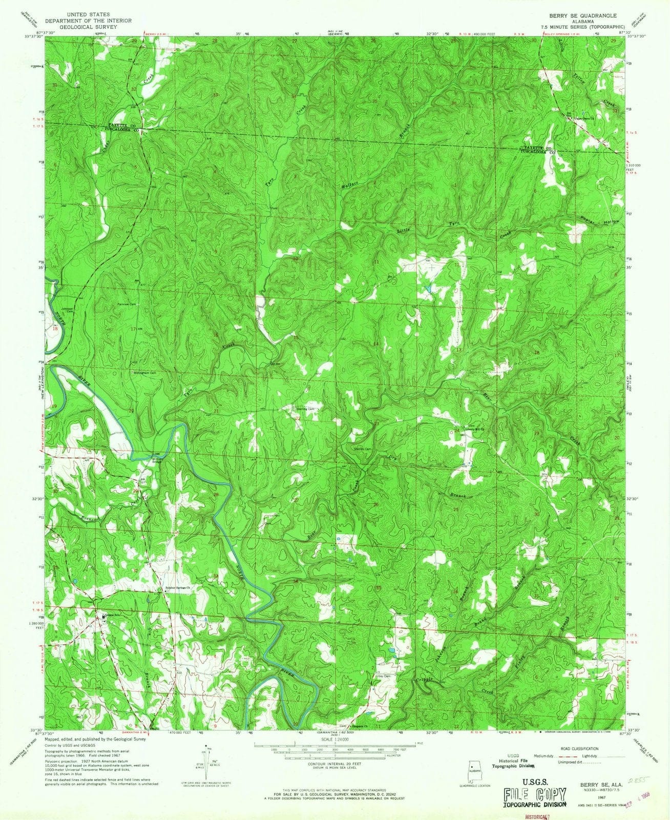 1967 Berry, AL - Alabama - USGS Topographic Map