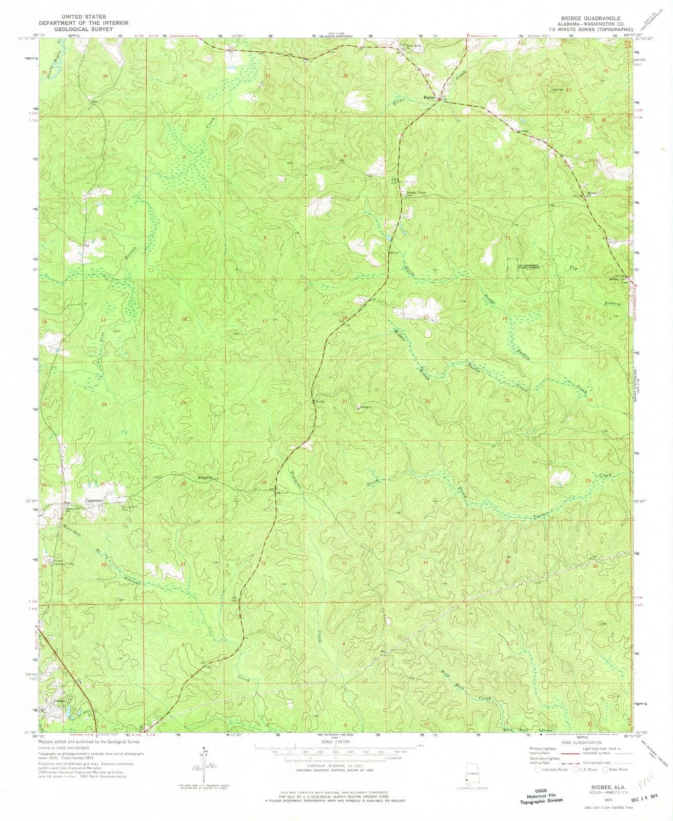1971 Bigbee, AL - Alabama - USGS Topographic Map
