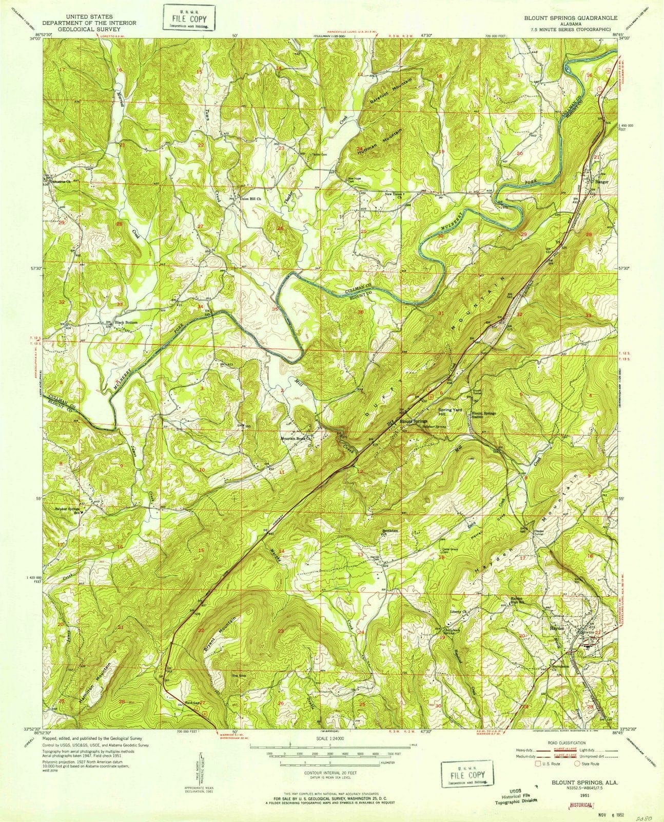 1951 Blount Springs, AL - Alabama - USGS Topographic Map