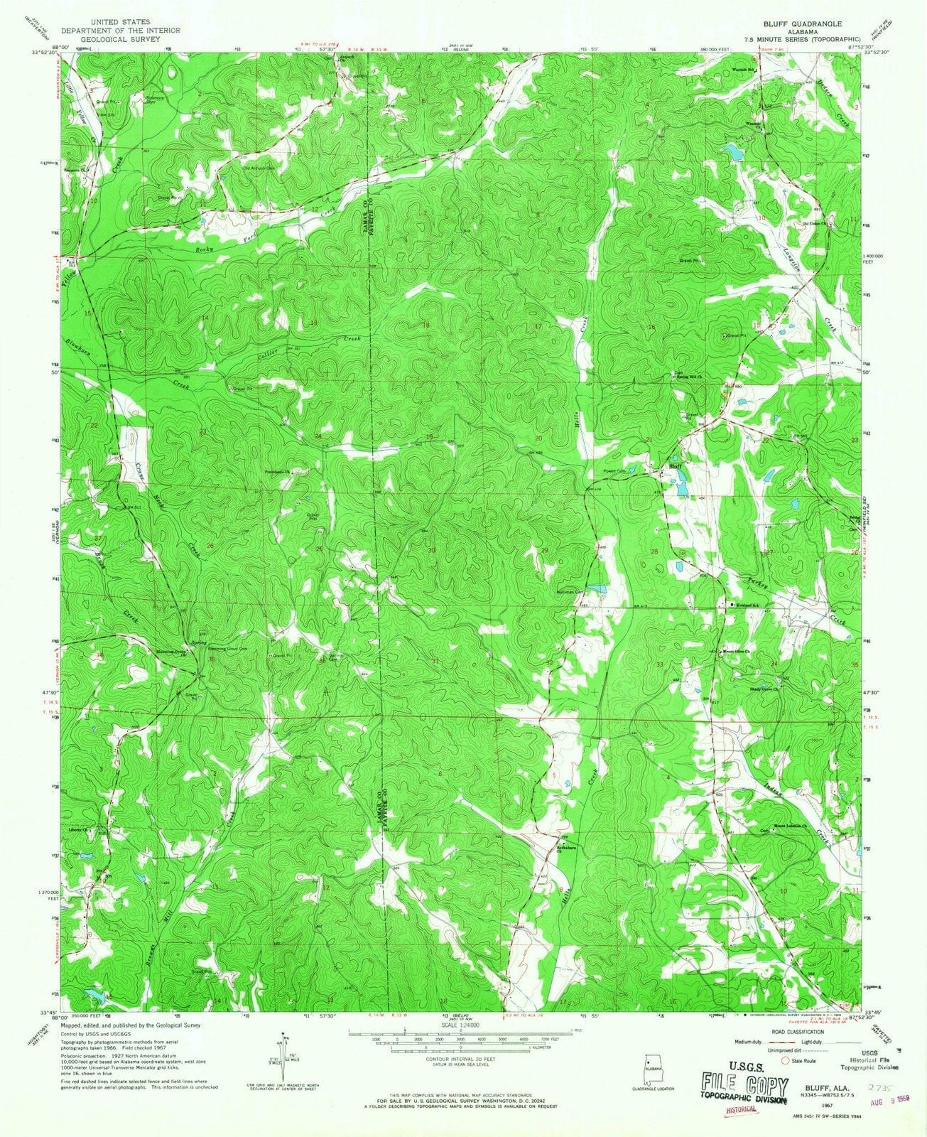 1967 Bluff, AL - Alabama - USGS Topographic Map
