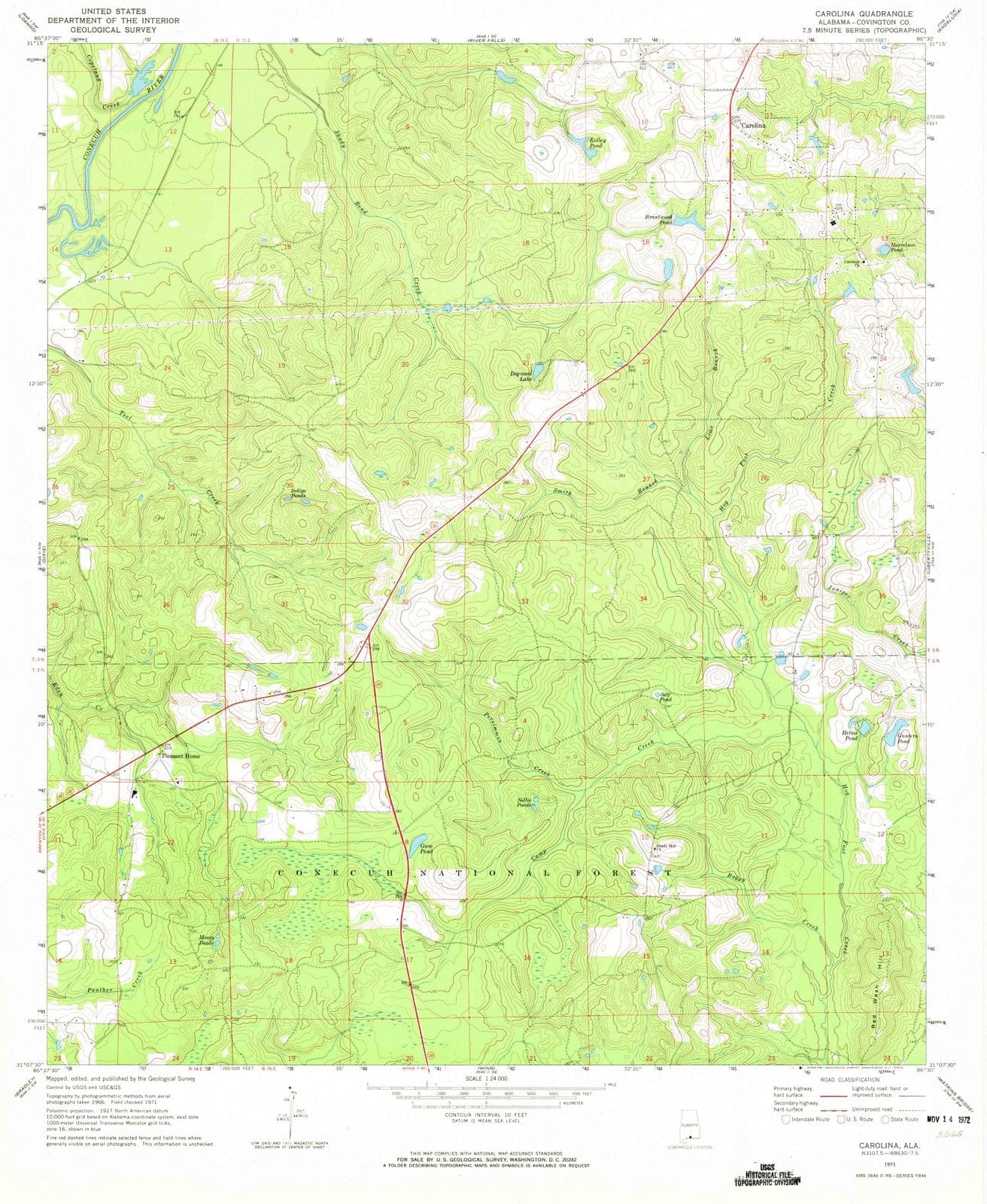 1971 Carolina, AL - Alabama - USGS Topographic Map