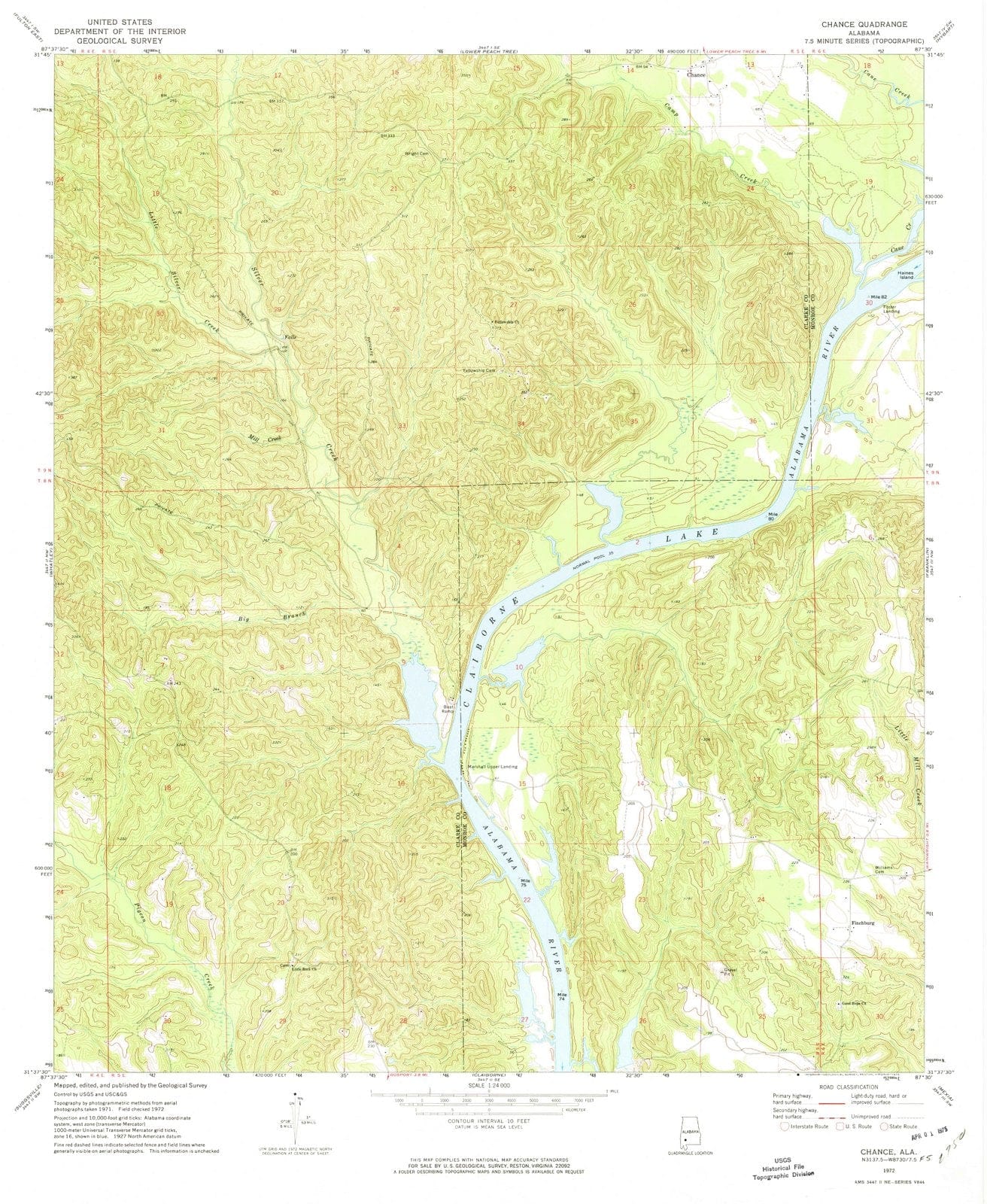 1972 Chance, AL - Alabama - USGS Topographic Map
