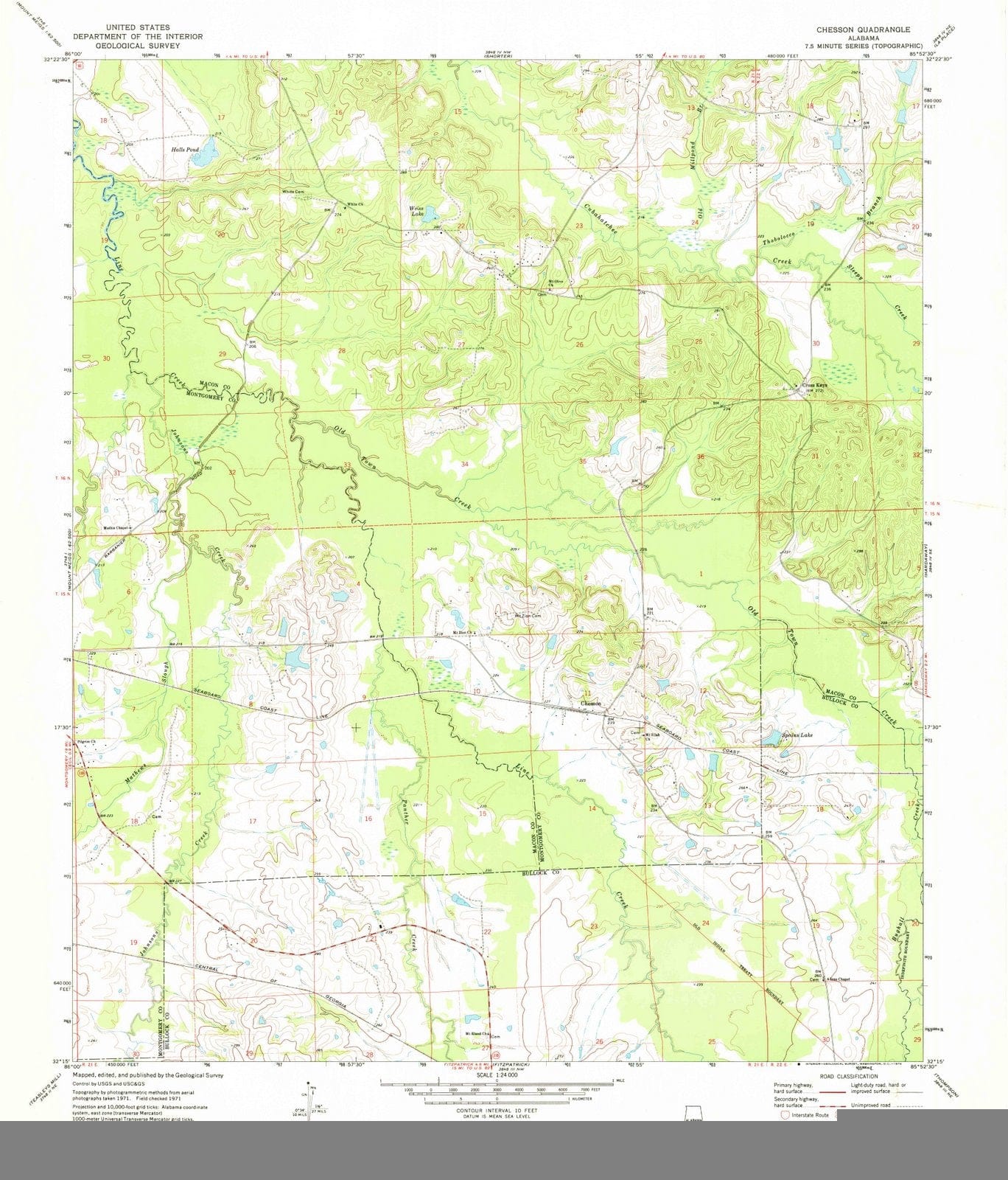 1971 Chesson, AL - Alabama - USGS Topographic Map