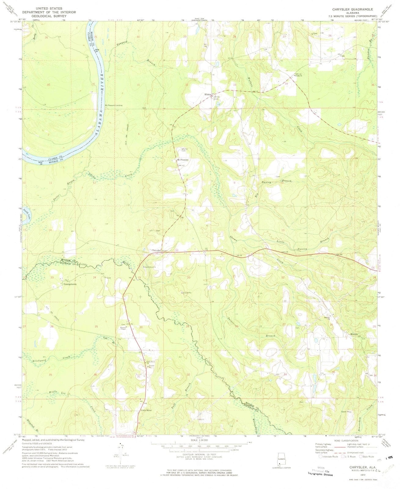 1972 Chrysler, AL - Alabama - USGS Topographic Map