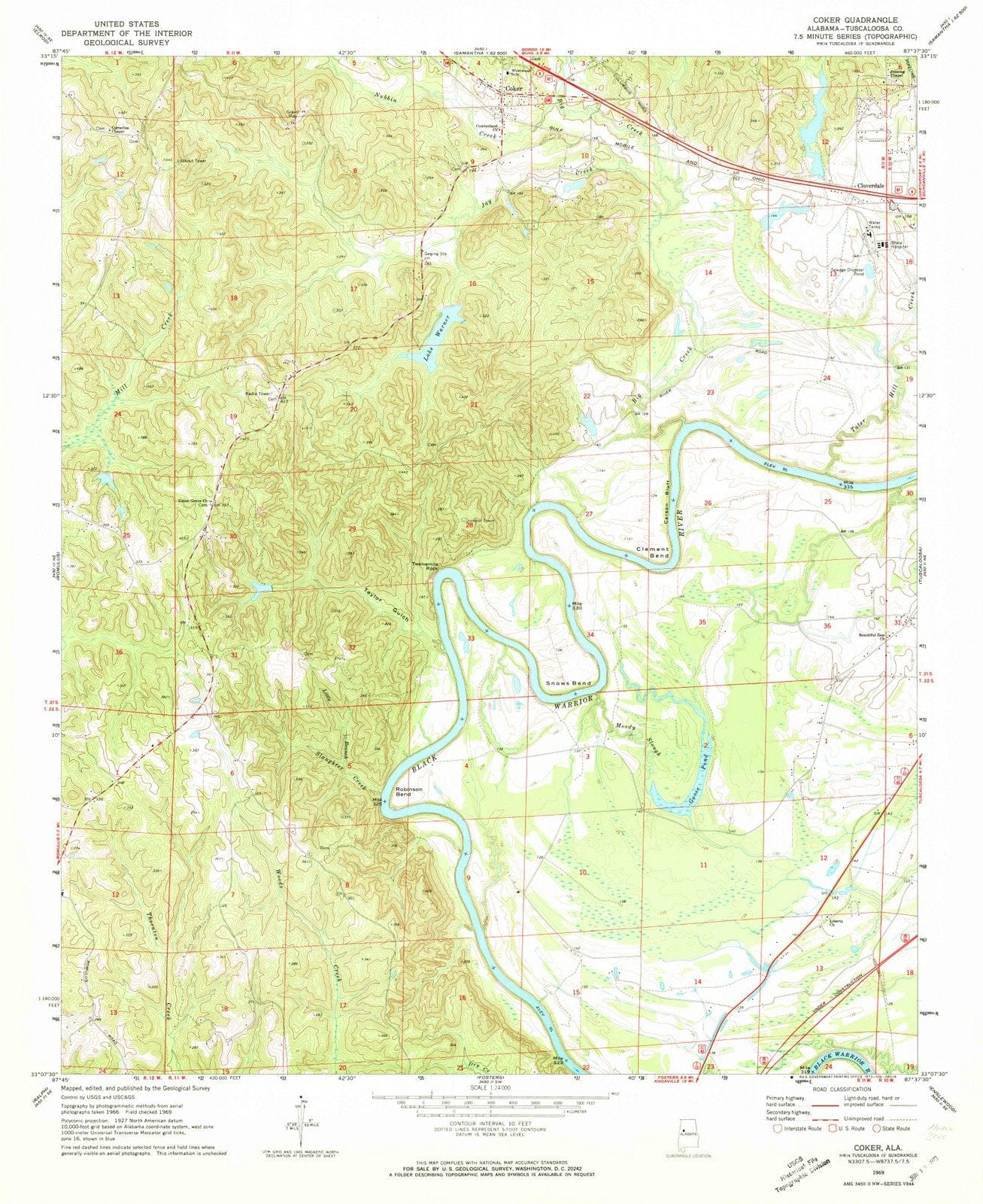 1969 Coker, AL - Alabama - USGS Topographic Map