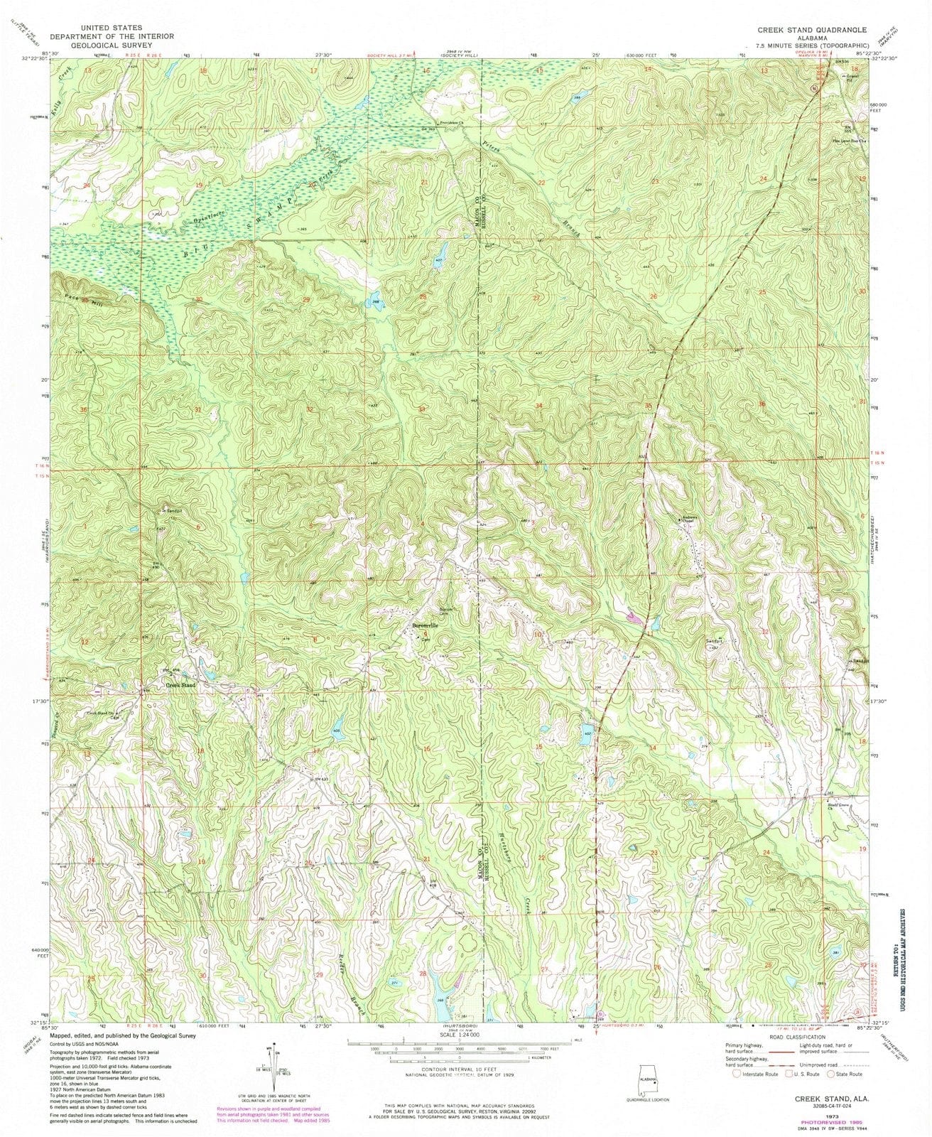 1973 Creek Stand, AL - Alabama - USGS Topographic Map
