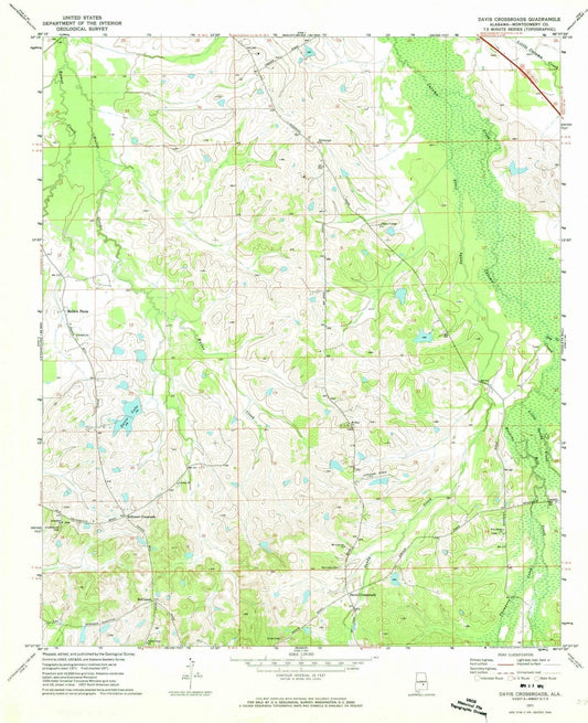 1971 Davis Crossroads, AL - Alabama - USGS Topographic Map