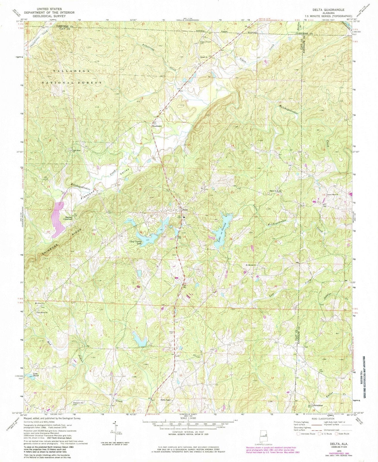 1970 Delta, AL - Alabama - USGS Topographic Map