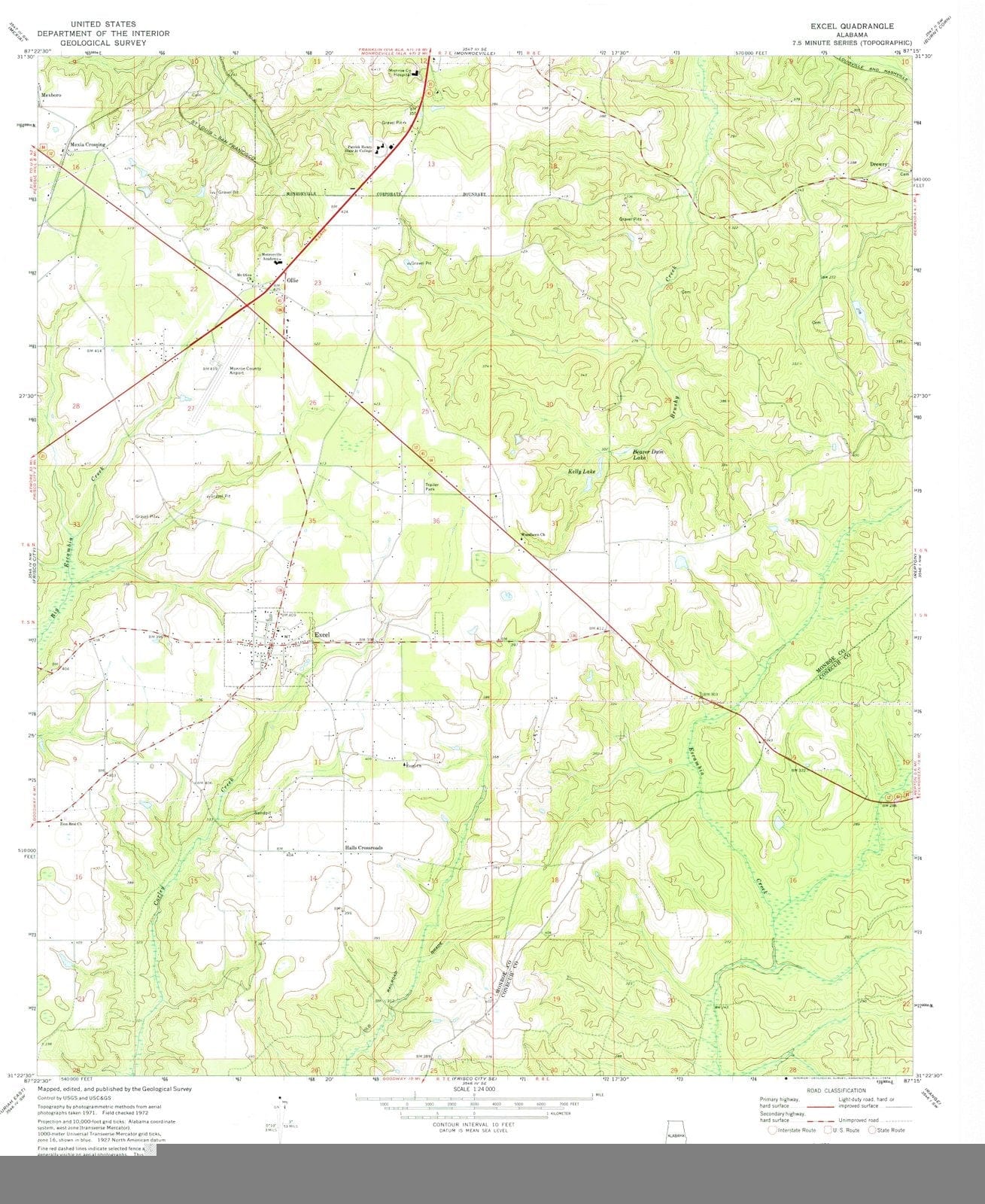 1972 Excel, AL - Alabama - USGS Topographic Map
