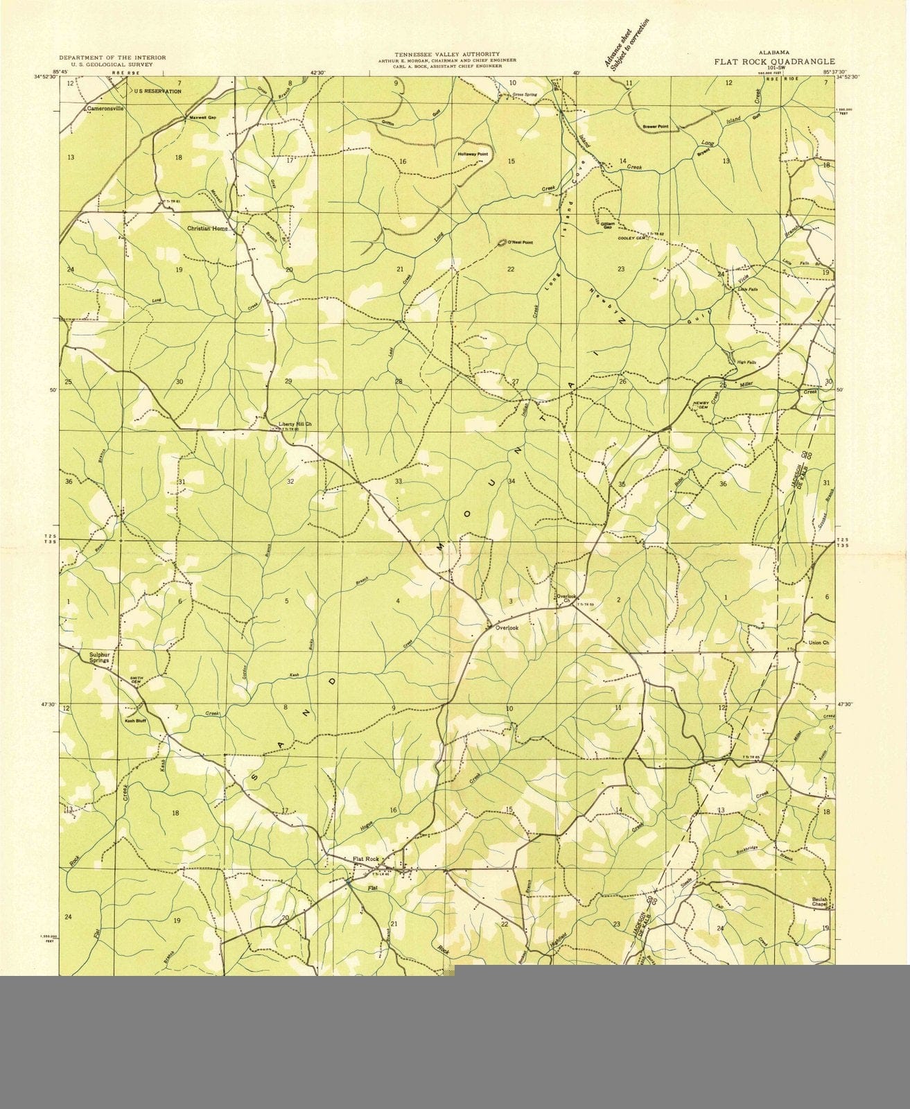 1936 Flat Rock, AL - Alabama - USGS Topographic Map