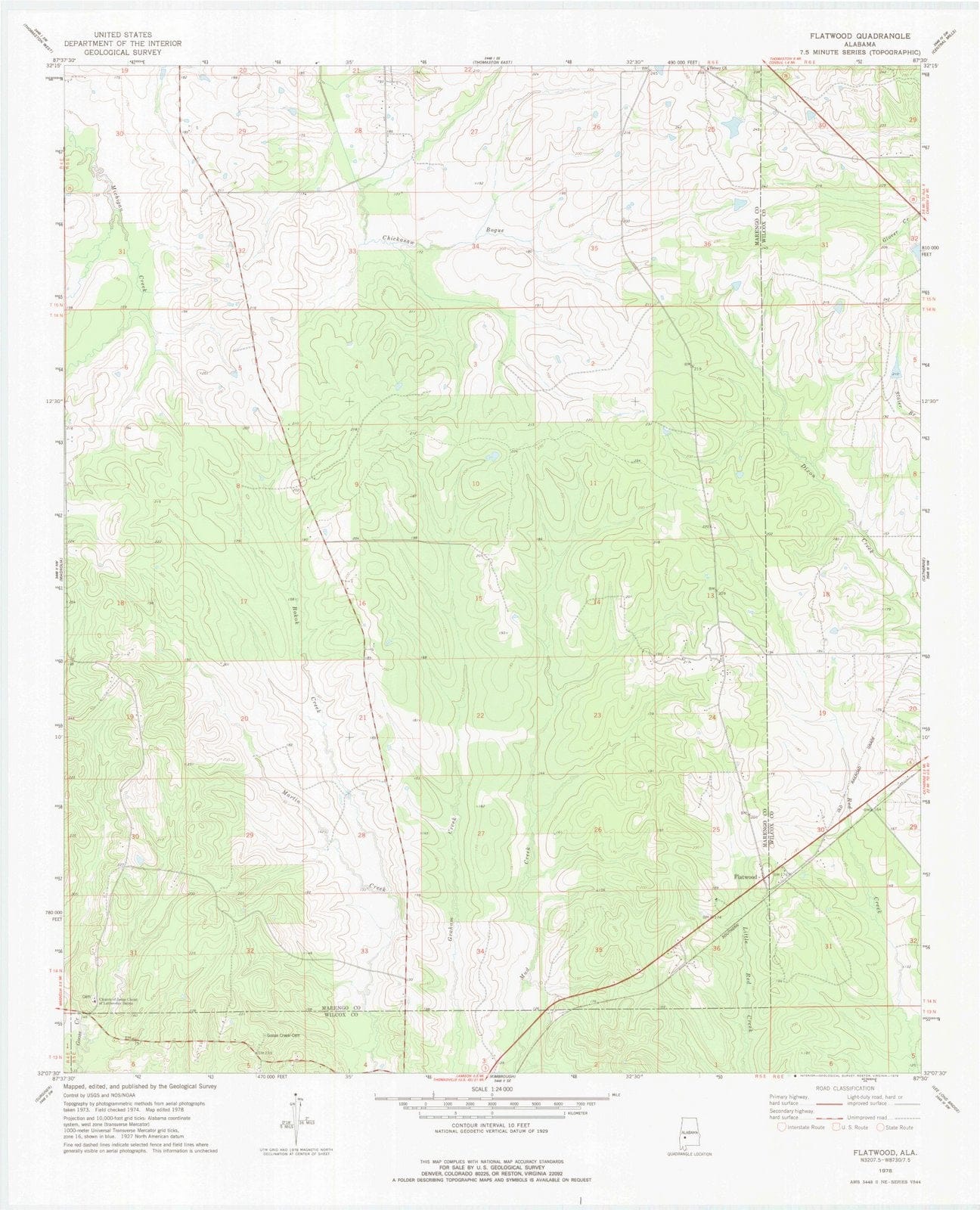 1978 Flatwood, AL - Alabama - USGS Topographic Map