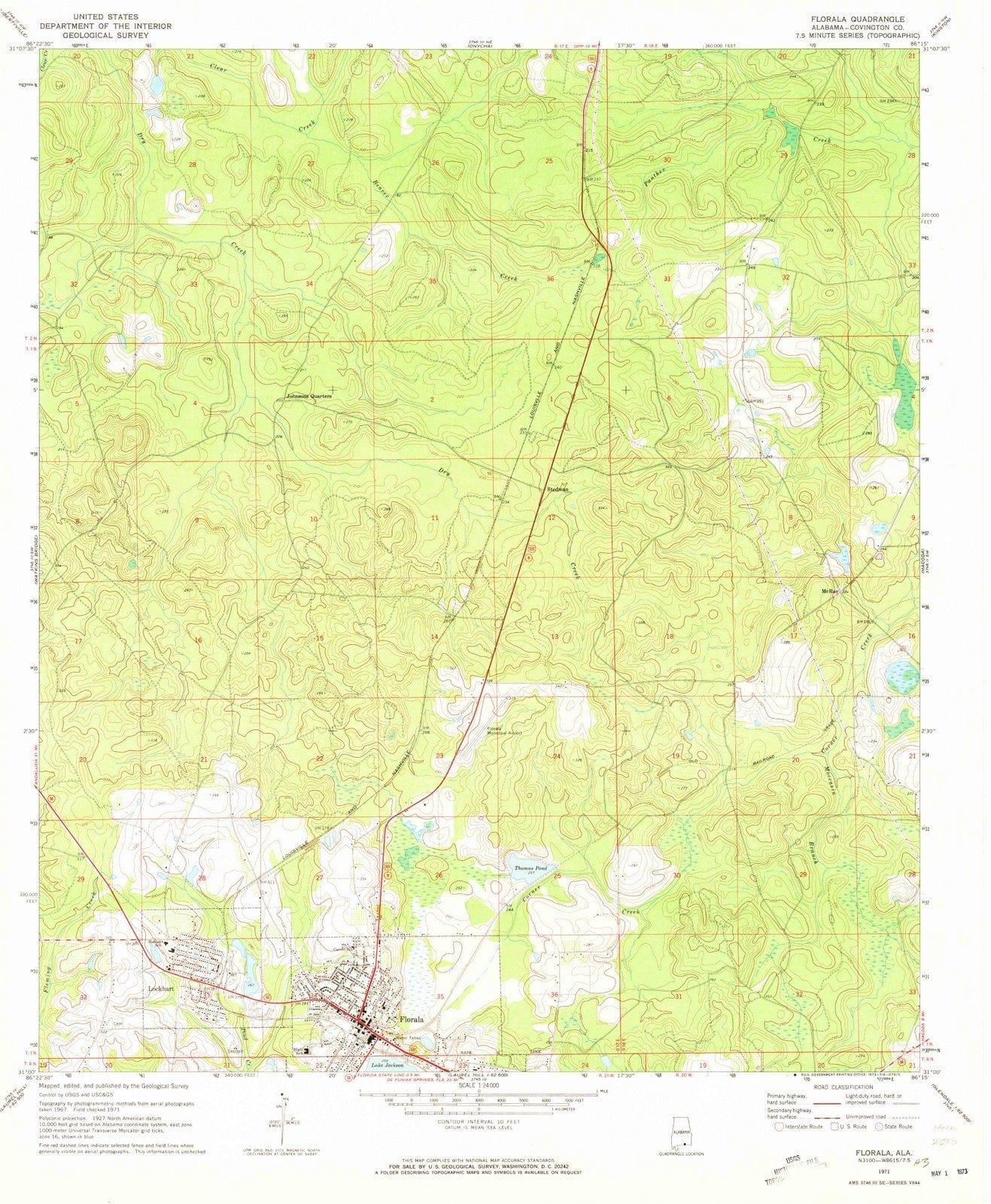 1971 Florala, AL - Alabama - USGS Topographic Map