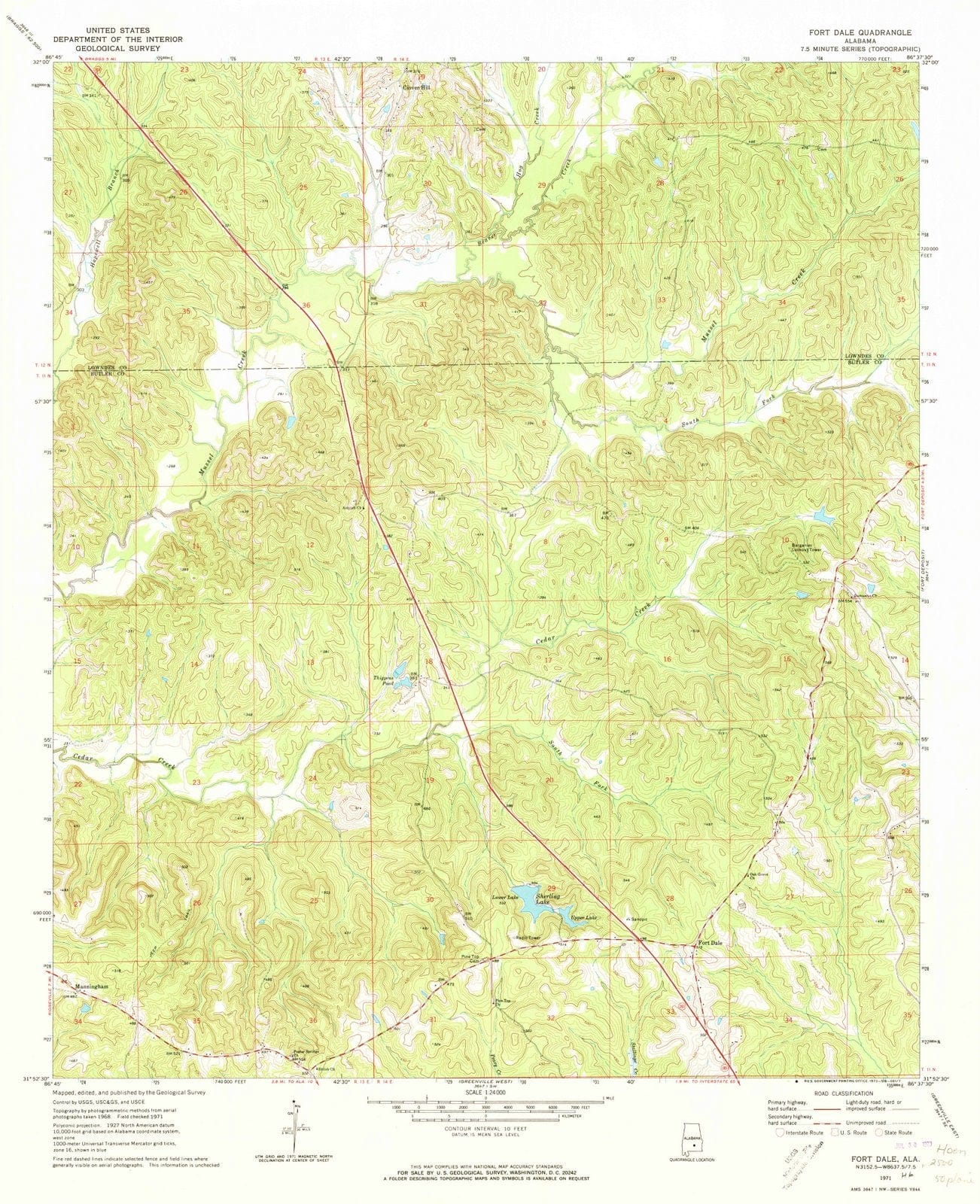 1971 Fortale, AL - Alabama - USGS Topographic Map
