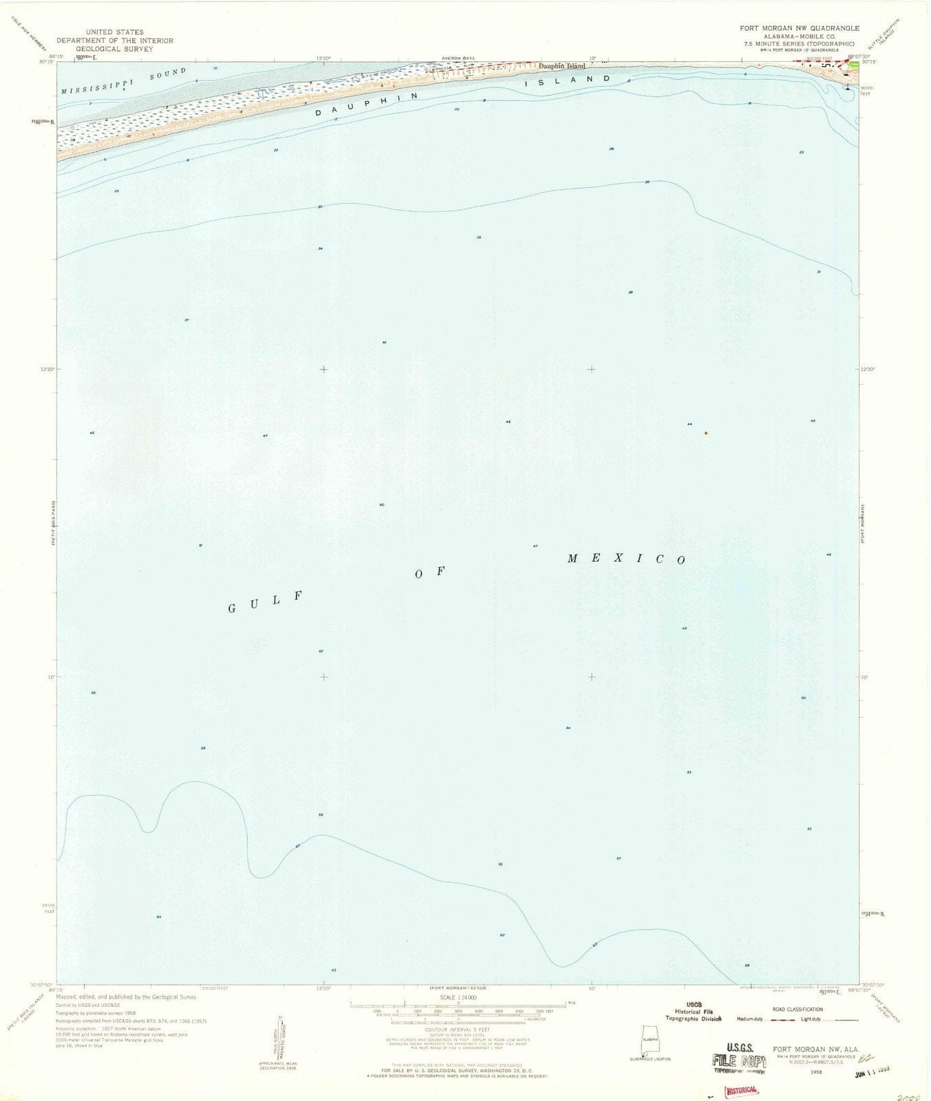 1958 Fort Morgan, AL - Alabama - USGS Topographic Map