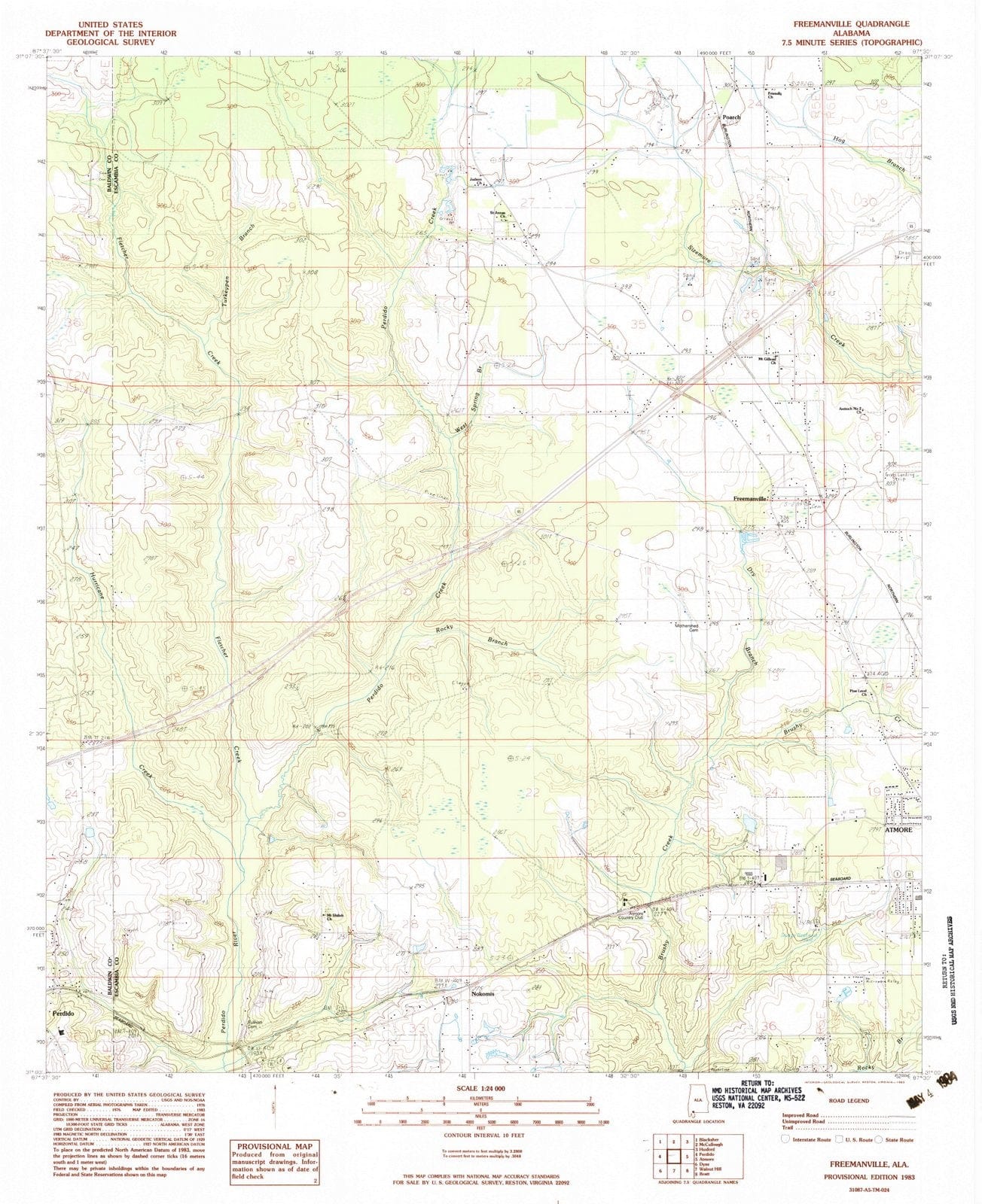 1983 Freemanville, AL - Alabama - USGS Topographic Map