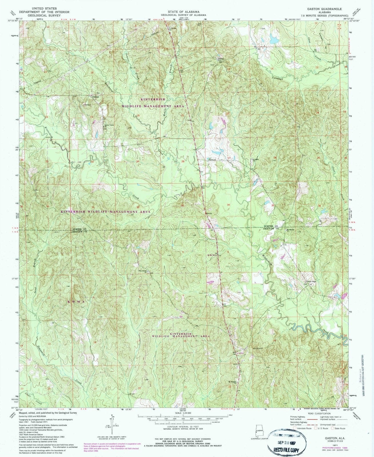 1971 Gaston, AL - Alabama - USGS Topographic Map