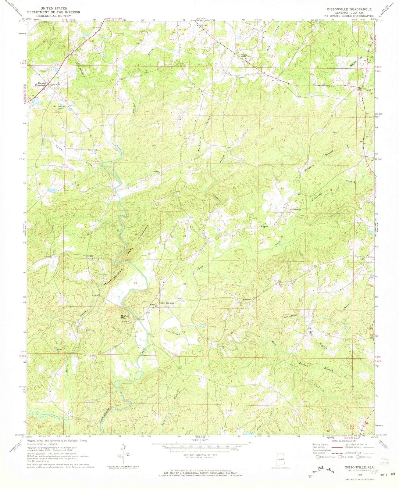 1969 Gibsonville, AL - Alabama - USGS Topographic Map